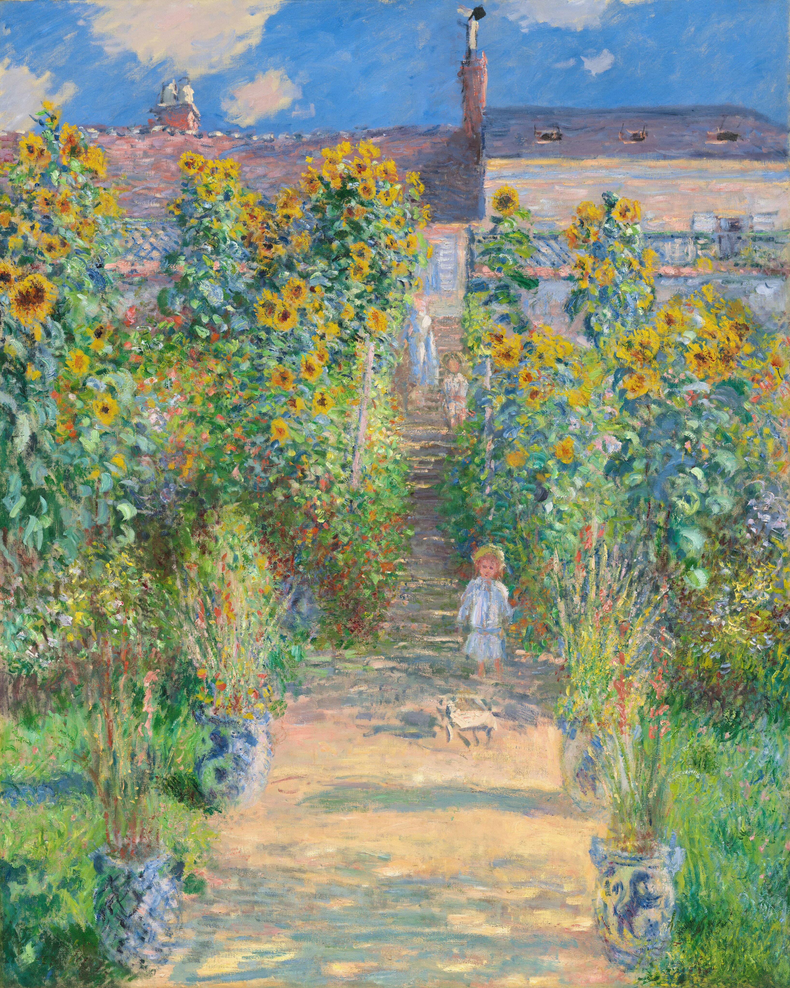 Monet painting - garden-vetheuil